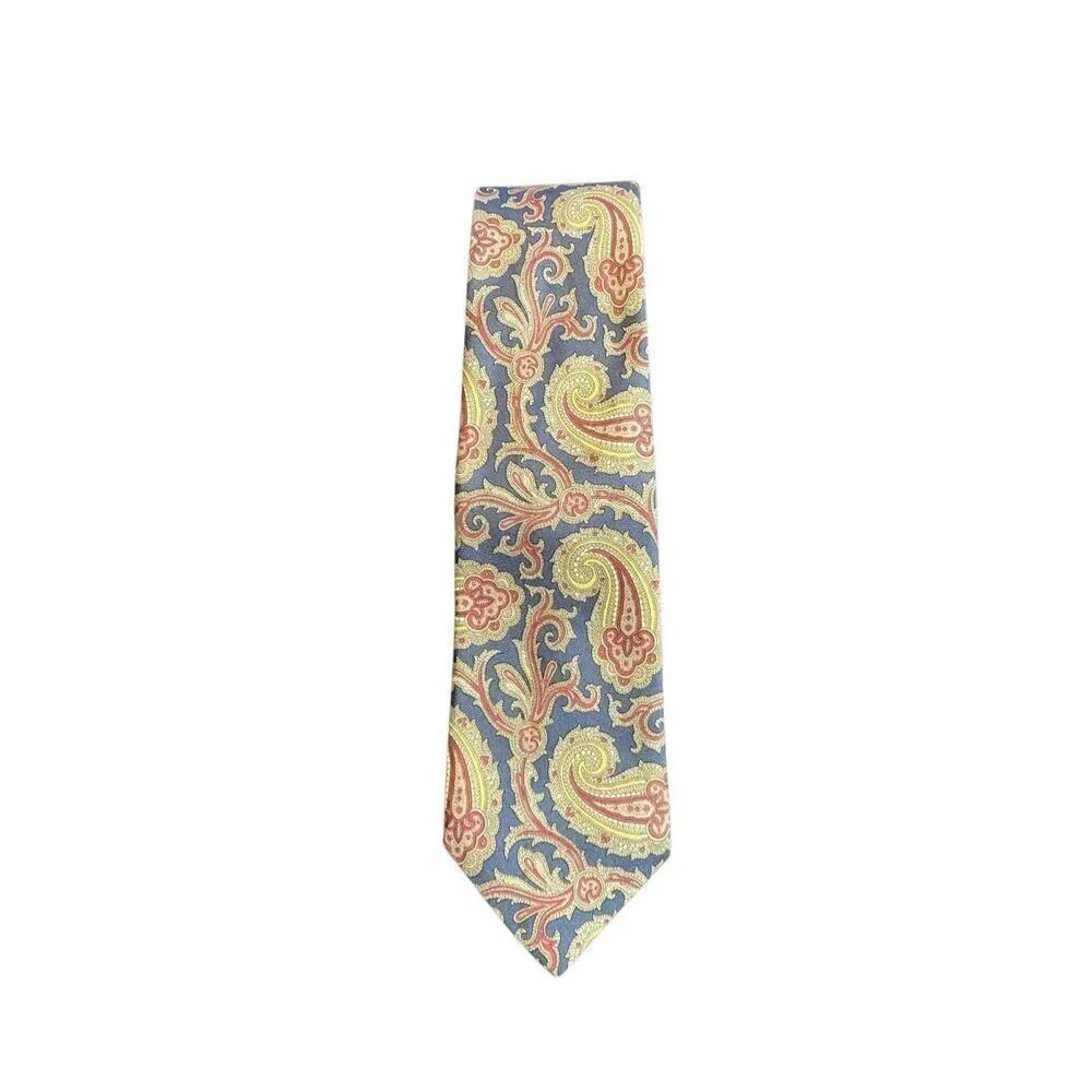 Abraham and Strauss men’s vintage blue paisley, print silk tie, 57